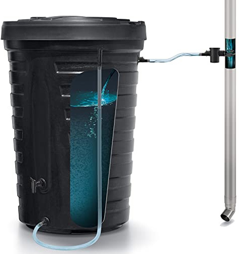 Prosperplast Serbatoio per acqua di pioggia Raincan 210l, dimensioni 648 x 648 x 928 mm, colore nero + set di accessori