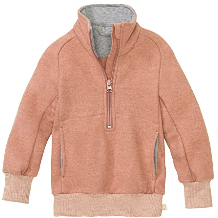 Disana Troyer Lightweight Sweater with Zip | 100% Organic Merino Wool GOTS, IVN Best | Baby Toddler Child Unisex | Made in Germany, rosé, 122/128 cm