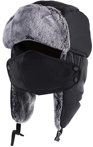 QXURkut Cappello Invernale Uomo Donna, Caldo Berretto Aviatore Cappelli Trapper con Paraorecchie e Maschera Antivento
