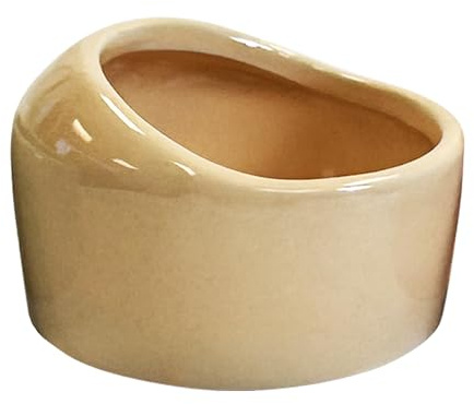 Exotic Nutrition No-Tip Ceramic Feed Station - Durable Ceramic & No Escape Feed Dish - Hamsters, Hedgehogs, Chinchillas, Rats, Ferrets, Guinea Pigs, Rabbits, Squirrels, and Reptiles (Yellow)