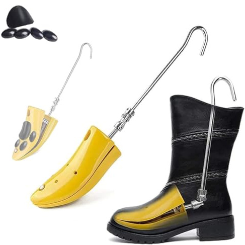 Docuuleuy Étirement de bottes pour pieds épais, bottes de travail, hauteur du cou-de-pied, ajustable, pour femme/homme, chaussures plates, bottes de randonnée, jaune, Large