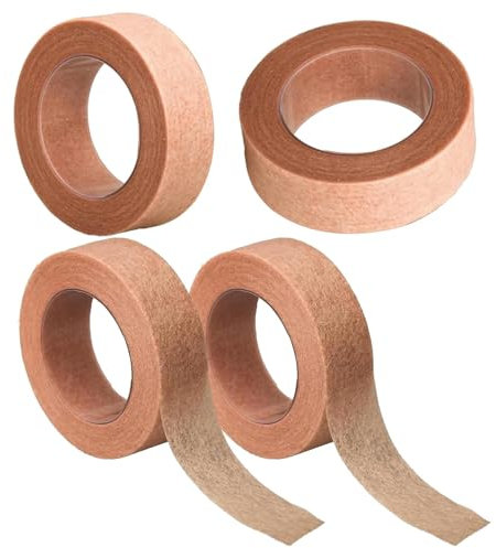 Micropore Tape Selbstklebender Verband 4 Rollen 1,25cm x 9,14m Tape Nose Tape Mikroporen, Flexibles Atmungsaktiv Selbstklebend, Tape Hautfarben für Wundversorgung, Sport, Wimpernverlängerung