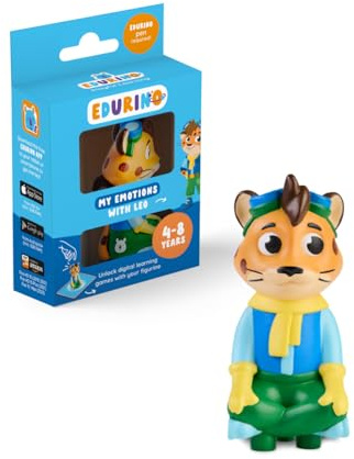 Edurino Leo - My Emotions, Emotions of Others, Emotional Wellbeing - Fun Educational Toy for Kids 4+ - Includes 1 x Leo Figurine and App Access for Engaging Games, Handwriting Practice