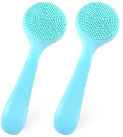 Silicone Face Scrubber,2 Pcs Face Exfoliator Brush Facial Cleansing Brush for Blackheads Makeup Residues Removal Makeup Tool for All Skin Types(Blue)