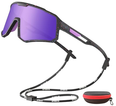 Women Cycling Glasses Youth Polarized Sports Sunglasses UV400 Protection Men Sunglasses for Bicycle Baseball Motorcycle Cycling Running Fishing Hiking TR90 Superlight Frame Sunglasses with Strap