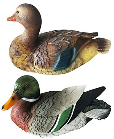 Fdit 1 Stück Enten-Skulptur, Schwimmende Teich-Dekoration, Garten-Pool-Dekoration, Kunstharz-Entenstatue mit Stabilem Material, für Gartenteich, Pool-Dekoration (Fischerei)