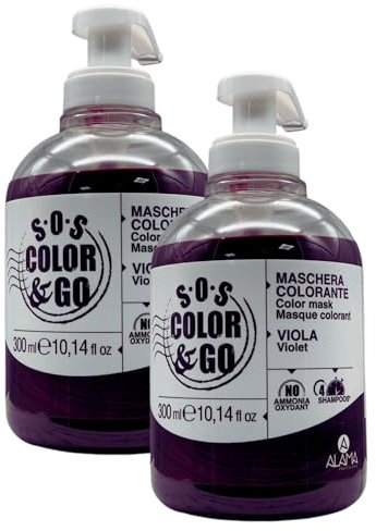 2x Maschera Colorante VIOLA. Nutre, Intensifica e Tonalizza i Capelli Naturali, Colorati o Con Mèches 300ml