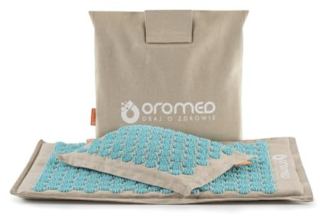 Oromed - Esterilla de masaje de acupresión ORO-SALTH con púas para el dolor y el insomnio - Esterilla de masaje de espalda y cuerpo, gris con almohada para el cuello
