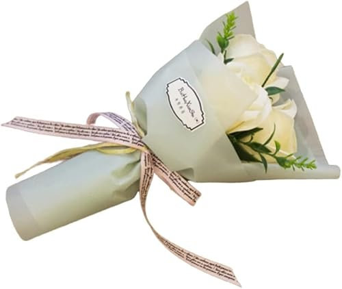 Opemg 3 Heads Artificial Rose Bouquet, Soap Flower Petals Valentine Day Gifts for Women, Best Friend and Girlfriend Valentine's Day, Decorative Artificial Flowers Artificial Flora