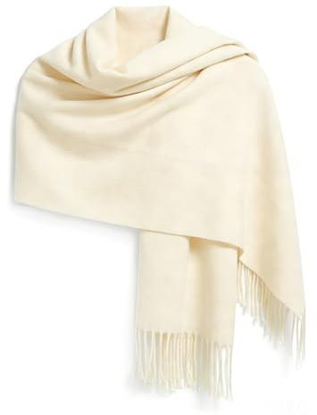 Large Scarf for Women Soft Plush Shawl Fringe Wrap, Oversized, Off-White