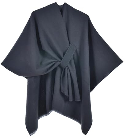 Scialle elegante avvolgente - Sciarpa a mantella con cardigan alla, elegante poncho lavorato a maglia, opzione di stile versatile, caldo tessuto autunnale, confortevole | Maglione per viaggi inve