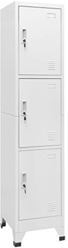 QZZCED Armoire casier avec 3 compartiments avec porte et serrure, casier en acier, vestiaires sportifs et professionnels, style industriel, montage facile