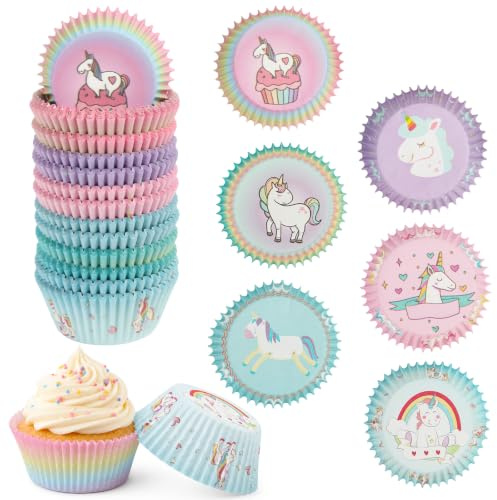 Muffinsformar papper, mini muffinsformar för fest, cupcake bakning papperskoppar regnbåge för dekorationer flickor barn födelsedag tillbehör