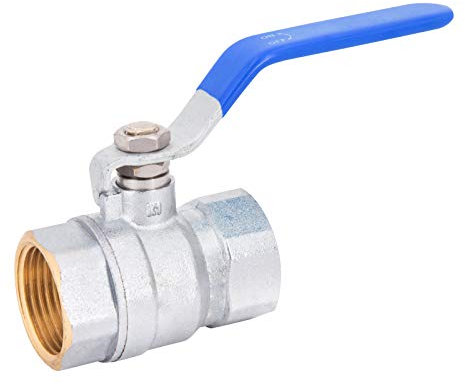 1/2“ Kugelhahn I Messing verchromt I blauer Hebelgriff I voller Durchgang I PN 25 I BSP I 2x Innengewinde I FF