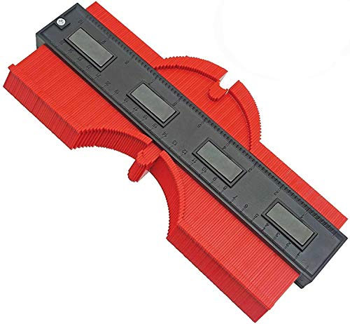 Jauge de contour en plastique 25cm jauge de profilé règle de mesure de mesure pour précision de mesure de carrelage, outil de marquage du bois stratifié (Rouge)