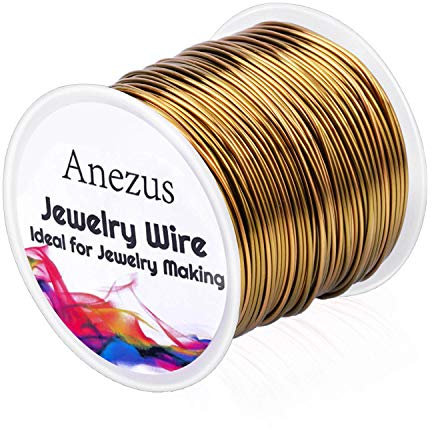 Schmuckdraht für Schmuckherstellung, Anezus Basteldraht, anlaufgeschützt, Kupfer, Perlendraht für Schmuckherstellung und Handwerk (1mm, Antik-Bronze)