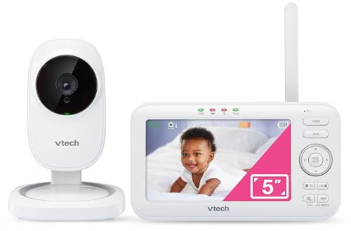 VTech VM5251 5” Digital Video Baby Monitor with Full-Color and Automatic Night Vision, White 5 inch