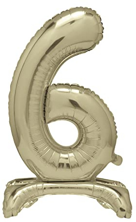 Unique Gold Standing Number 6 Foil Balloon 30, Packaged
