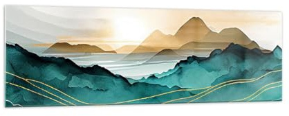 Quadro su Vetro 160x50cm Stampe da Parete in Vetro Paesaggio Montagne Moderno Grandi XXL Decorazione Murale Camera da Letto Cucina 1 pezzo Quadri Moderni Soggiorno Immagini Wall Art GAB160x50-5706