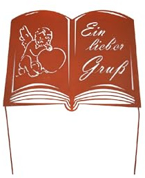 UNUS gravplugg bok EN käraste hälsning sorgsdekoration gravsmycke metall rost gravdekoration för arrangemang – grav att lägga fast frostbeständig, väderbeständig