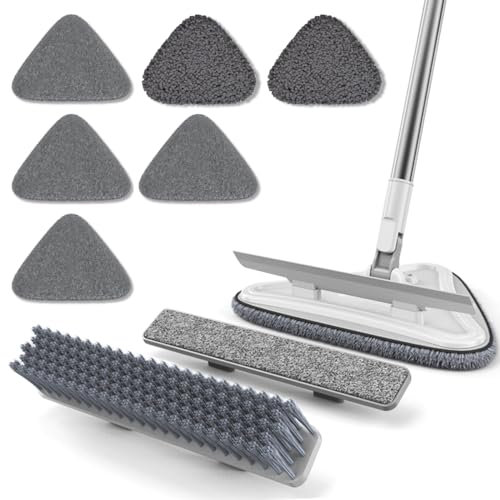 Mopa Triangular Giratoria 360 Fregona Triangular Rotativa Mopa para Limpieza Azulejos y Paredes Trapeador Fibra Palo Fregona Extensible Limpieza Cocina Baño Suelos Hogar Mop