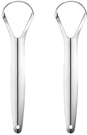 2PCS Tongue Scrapers for Adults, Metal Tongue Scraper, Tongue Cleaner Fight Bad Breath, Stainless Steel Tongue Scraper for Men and Women Hygiene Product