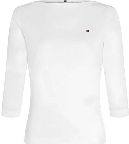 Tommy Hilfiger Damen Langarmshirt New Cody Slim U-Boot-Ausschnitt, Weiß (Nos Ecru), L
