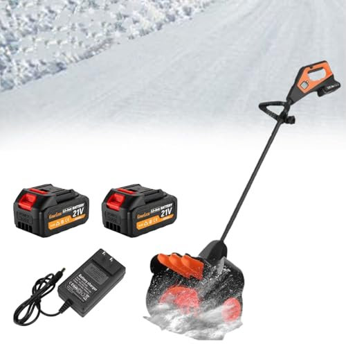 Pala Da Neve Elettrica Senza Fili, Con Display Di Potenza a LED, Impugnatura Girevole a 180°, Regolazione a Tre Velocità, Direzione Di Lancio Della Neve Regolabile, Larghezza Di Pulizia 41 Cm