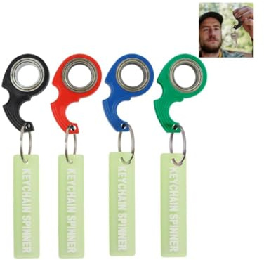 Fokroin 4 Pièces Porte-clés du Bout Des Doigts, Porte-clés Fidget Spinner, Porte-Clés Pour L'entraînement Des Doigts Convient Aux Enfants Et Aux Adultes