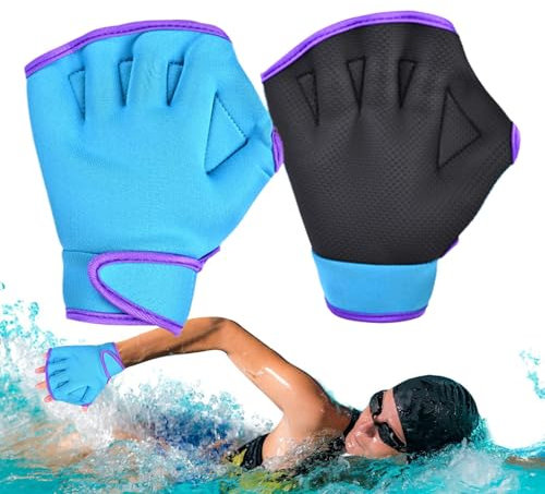 Schwimmhandschuhe für Herren, gewebte Wasserhandschuhe, kein Verblassen, Gummi-Design, wasserabweisendes Schwimmtraining und Tauchausrüstung, ideal für Fitness- und Ausdauertraining, Gummituch
