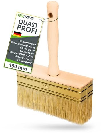ToolSpace Pinceau 150 mm Brosse en Bois pour Lasure Badigeon Chauler de la Peinture à la Chaux Spalter Large avec Poil Naturel pour Application Terrasse Mur Enduit Murale à Effet Papier Couleur
