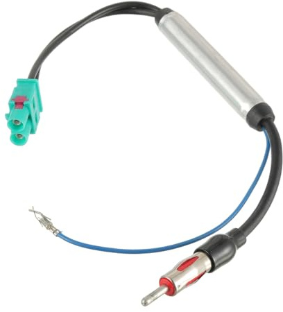HUAREW Adattatore Antenna Doppio Fakra Z a DIN, Amplificatore Segnale per Antenna Autoradio FM AM, per Ricevitore per Veicolo Auto Audio Radio Stereo Ricevitore Unità Principale