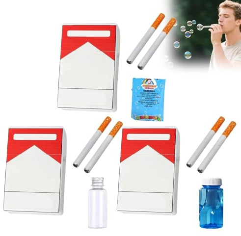 Lot de 3 Machine à Bulles de Savon pour Hommes et Femmes, Fausse Cigarette Souffleur de Bulles Cigarette à Bulles Baguettes à Bulles Jouet Anti-Stress Cadeau pour Mariage Anniversaire (D)