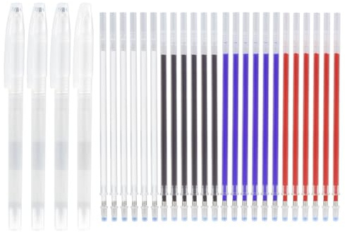 Rotulador Textil, Rotuladores Tela, 4 Colores Diferentes, Boli tela borrable plancha, Marcadores de Costura Borrables con Calor, Para Telas En, 20 Núcleos De Pluma + 4 Bolígrafos Vacíos