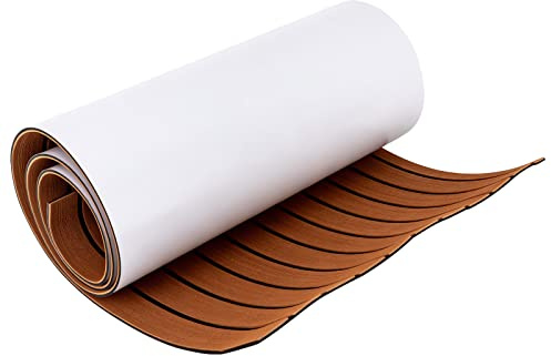 Alfombrilla de espuma EVA autoadhesiva para barcos y barcos, antideslizante, efecto teca, para construcción naval (240 x 60 cm), para caravanas, yates, piscinas