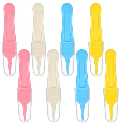 8 pinzette da naso, per la pulizia del naso, per bambini e neonati, a testa rotonda, in plastica, per una pulizia delicata del naso