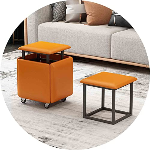 5-i-1 magiska kubpallar – stapelbara mjuka puffar med lädersits och hjul för hemmakök – mörkgrå 35 x 35 x 35 cm mångsidiga möbler för modern inredning