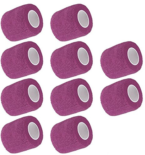 Mintice 10 rullar självhäftande bandage elastisk självhäftande cohesive fixeringsbindel sammanfogat förband fingerförband sårförband 5 cm x 4,5 m lila