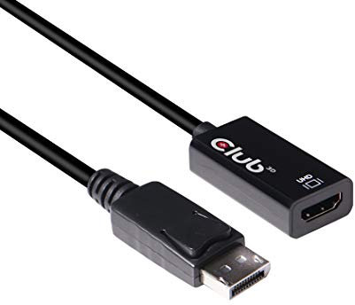 CLUB3D DisplayPort 1.4 a HDMI 2.0b HDR Adpatador Activo - Adaptador para cable (DisplayPort 1.4, HDMI 2.0b, Male connector / Female connector, Negro)