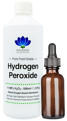 Food Grade Hydrogen Peroxide 11.99% 500ml with Free 50ml Amber Glass Dropper