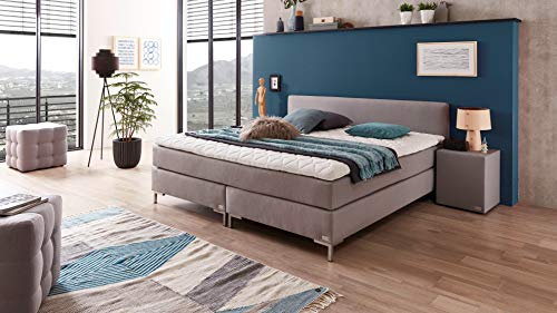 WELCON boxspringbettenshop24.de Rockstar mit Kopfteil für Dachschräge in über 50 Farben Boxspringbett 180x200 Härtegrad H1 H2 H3 H4 H5 mit 1126 freistehenden Tonnentaschenfederkernen