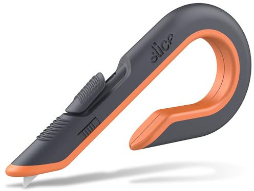 Slice 10400 Kartonmesser mit Haken-Griff • 3 mögliche Klingenpositionen • Sicherheitsmesser mit Keramikklingen • Beidhändig nutzbares Cuttermesser • Kartonschneider für Büro, Lager, Versand