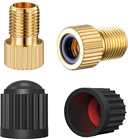 HZJD Adaptador de latón para válvula Presta, Convierte Presta a Schrader Adaptador para Bicicleta, inflar neumáticos con Bomba estándar o compresor de Aire(2Piezas)