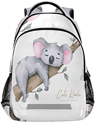 Mnsruu Süßer Koala-Schultasche für Jungen und Mädchen, Grundschüler, Aquarell, tropischer Cartoon, niedlicher Koala-Kinderrucksack für Kinder, Kindergarten mit Brustclip, Mehrfarbig 1, Einheitsgröße