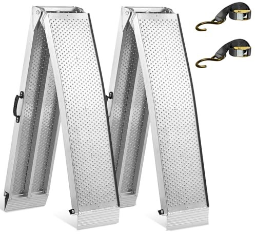gardhom 2PCS Rampe di carico in Alluminio 680KG/paio Rampa per Carico Pieghevole Rampe in Alluminio per Moto Negozio Trattorini Camion 228 x 28 cm