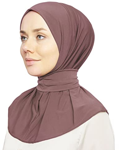 Ready To Go Instant Hijab for Ladies Girls Women With Tie Back Buttons Premium Quality Jersey Scarf (Dark Lavender)