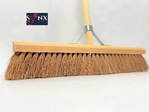 Synx Tools Hallenfeger - Cocos 50 cm - Weiche Besen - Kehrer - Besenstiel - Garten - Innenbesen - Cocos Haare - Weiche Besen mit Stiel 160cm