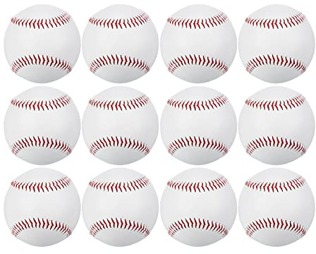 PATIKIL 9 Inch Baseball 12 Pack Hard Baseballs Bulk Standard Size Adult Leather Practice Training Baseball Unmarked Baseballs for Pitching