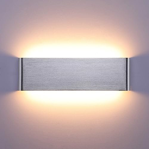 Lightsjoy 16W LED Wandlampe Innen Moderne Wandleuchte Silber up and down Licht IP44 Wandbeleuchtung Flur Belechtung für Schlafzimmer Korridor Wohnzimmer Treppe usw Warmweiss