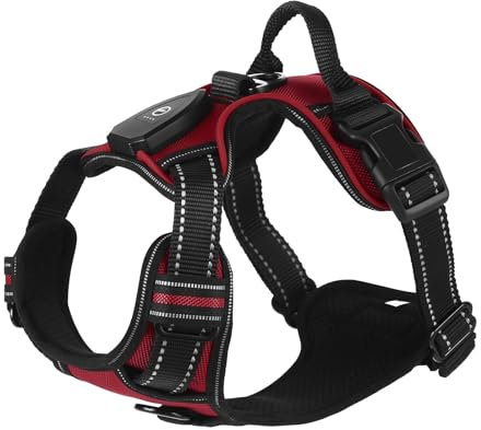 Lumineux Harnais Chien - Rechargeable Harnais Chien Anti Traction Harnais pour Chien avec LED à Changement de 3 Couleurs, Réfléchissant avec Attache Devant Harnais, Solide